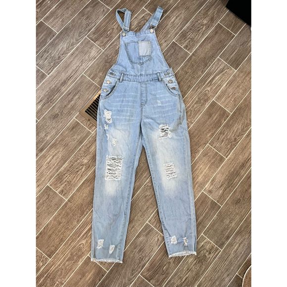 SHEIN Pants - SHEIN overalls ragged holes no hem size small
